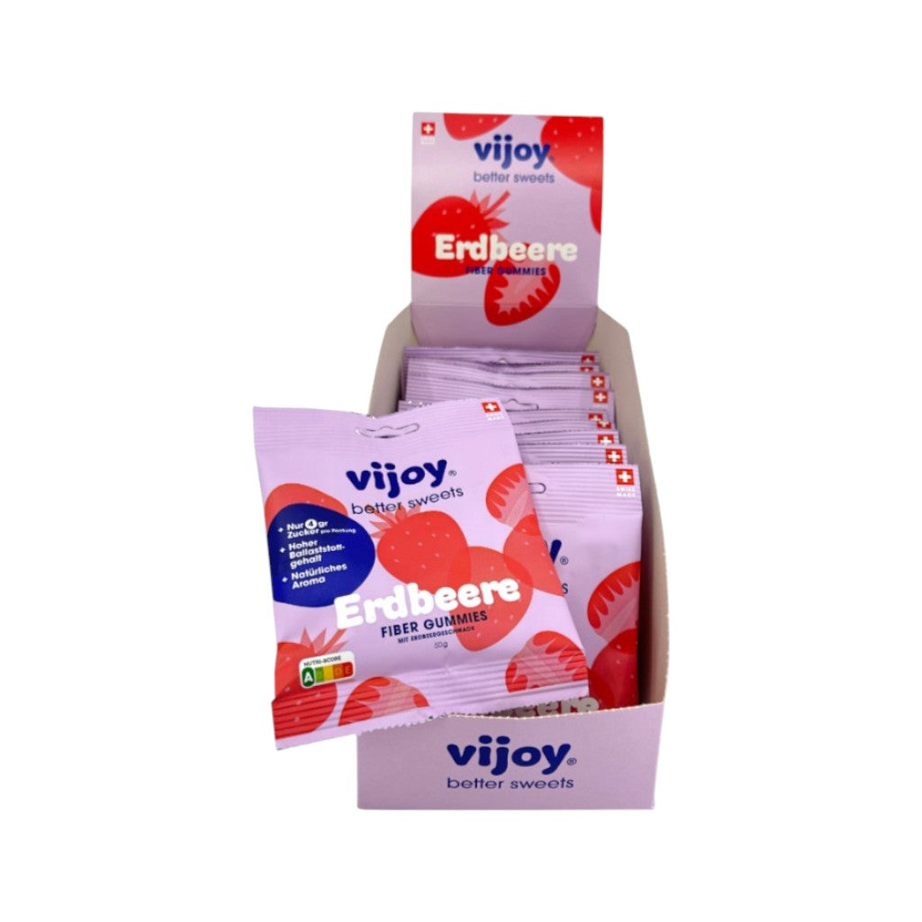 Vorteilsset 12-tlg vijoy Fiber Gummies Erdbeere, 50g