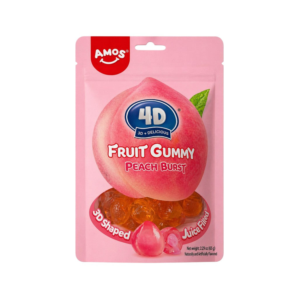 Amos 4D Fruit Gummy Peach Burst, 65g