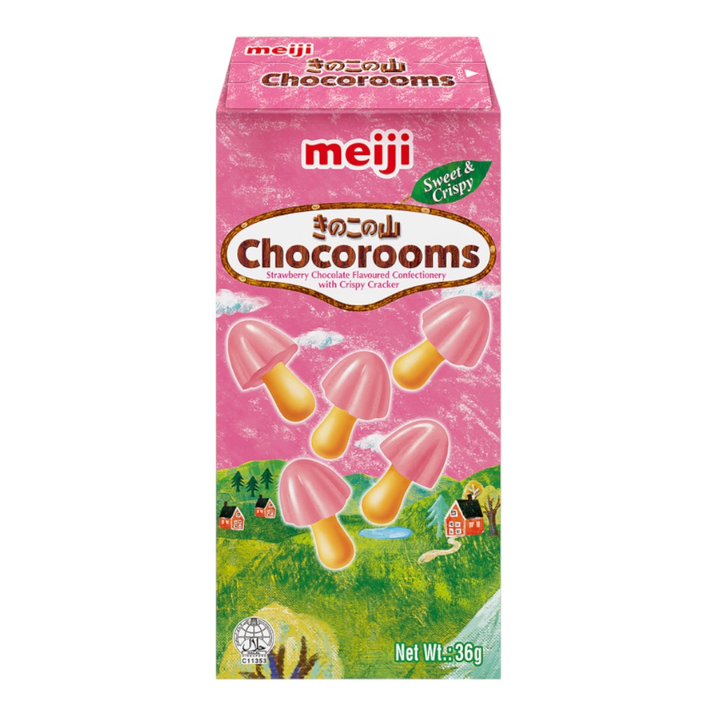 Meiji Schokoladen-Erdbeer-Kekse Chocorooms, 36g
