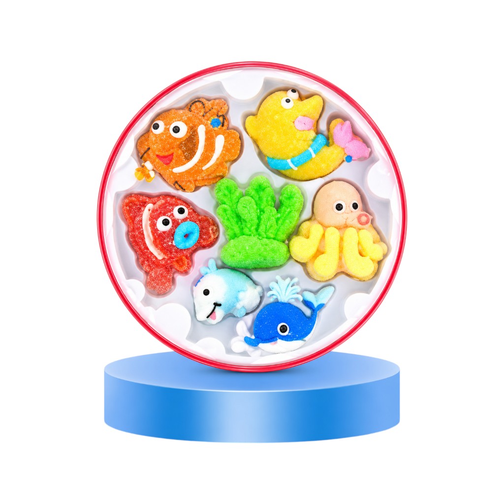 GUOLIQI Round Box Oceanic Party Cartoon Marshmallow, 110g