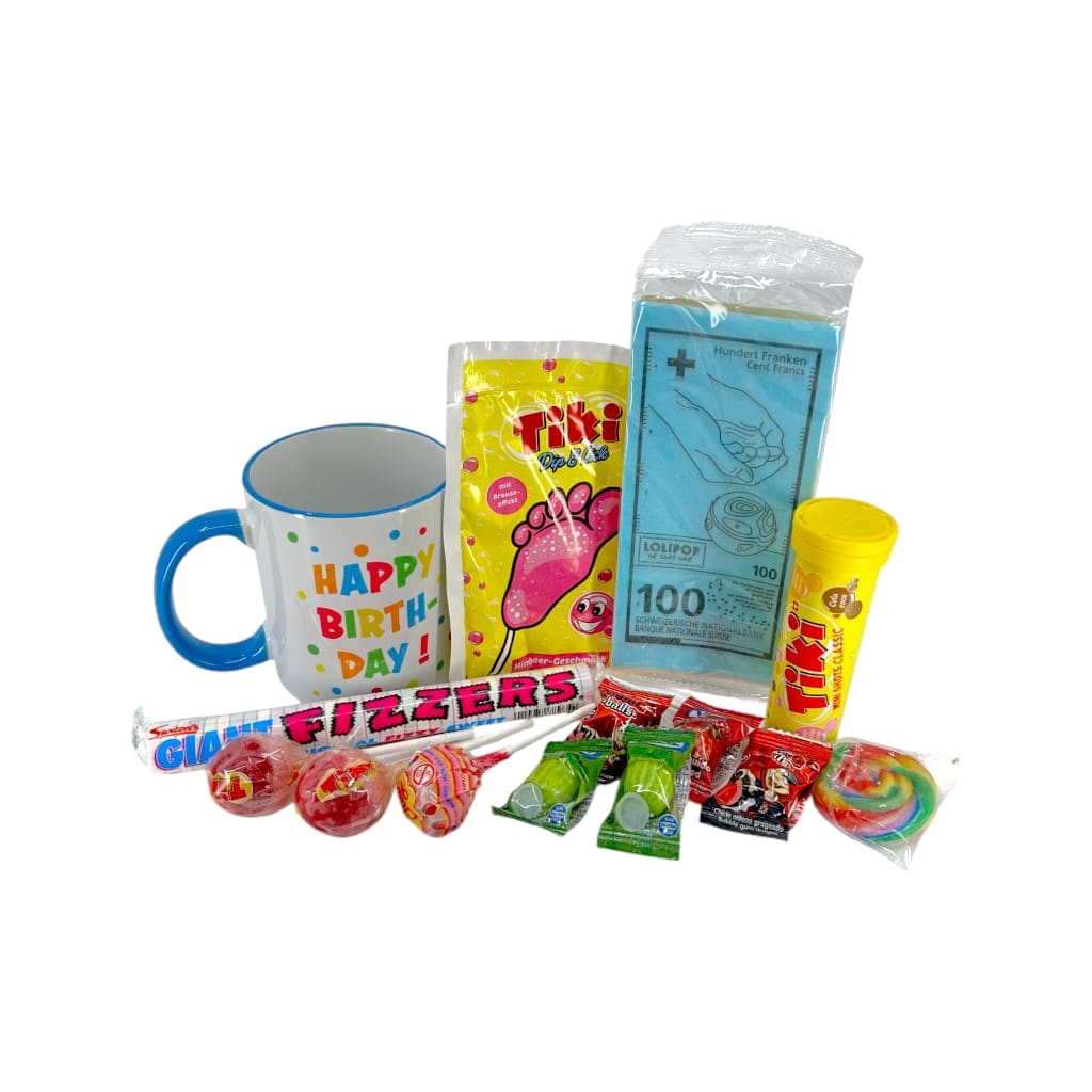 Happy Birthday Tasse gefüllt