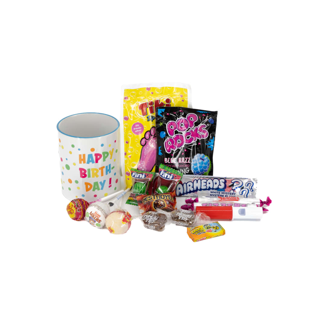 Happy Birthday Tasse gefüllt